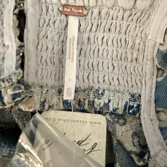 Free People Blue and Gray Floral Jacquard Top - Picture 6 of 7